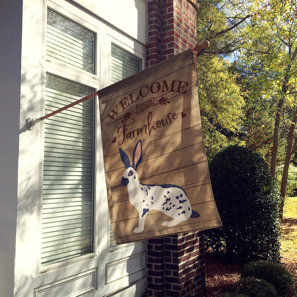 English Spot Rabbit Welcome House Flag 28x40 Porch Sleeve Pole Decorative Outside Yard Banner Artwork Wall Hanging, Polyester