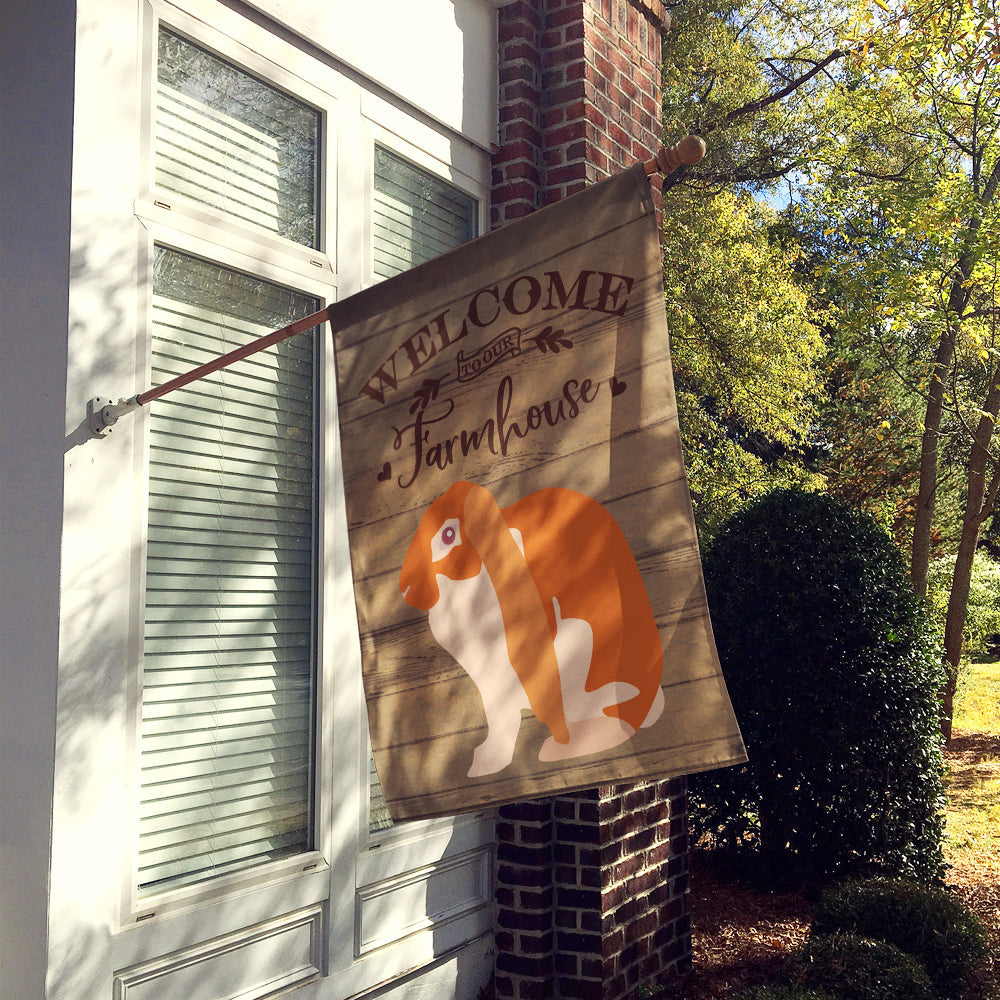 English Lop Rabbit Welcome House Flag 28x40 Porch Sleeve Pole Decorative Outside Yard Banner Artwork Wall Hanging, Polyester