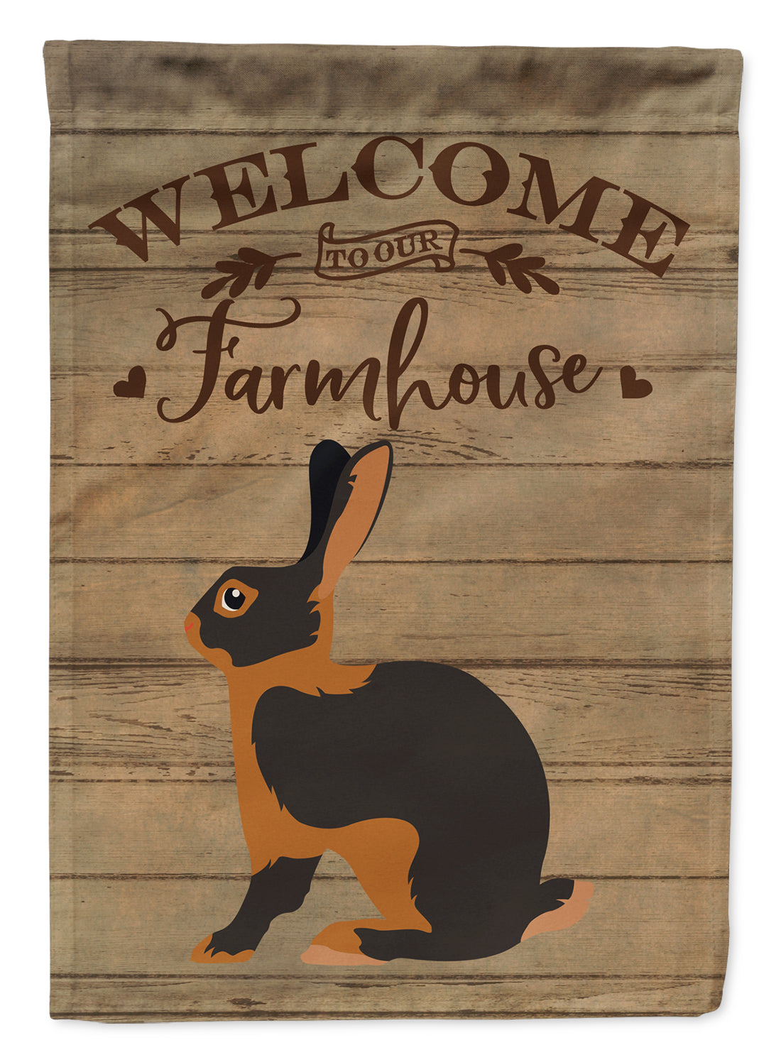 Tan Rabbit Welcome House Flag 28x40 Porch Sleeve Pole Decorative Outside Yard Banner Artwork Wall Hanging, Polyester