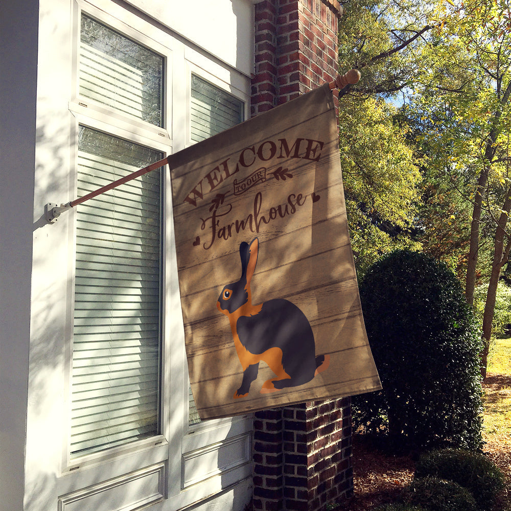 Tan Rabbit Welcome House Flag 28x40 Porch Sleeve Pole Decorative Outside Yard Banner Artwork Wall Hanging, Polyester