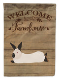 California White Rabbit Welcome House Flag 28x40 Porch Sleeve Pole Decorative Outside Yard Banner Artwork Wall Hanging, Polyester