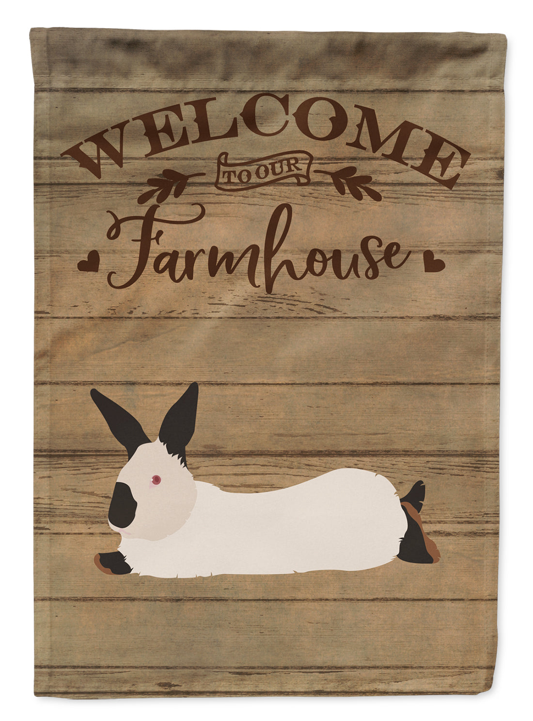 California White Rabbit Welcome House Flag 28x40 Porch Sleeve Pole Decorative Outside Yard Banner Artwork Wall Hanging, Polyester