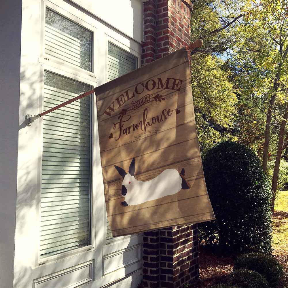 California White Rabbit Welcome House Flag 28x40 Porch Sleeve Pole Decorative Outside Yard Banner Artwork Wall Hanging, Polyester