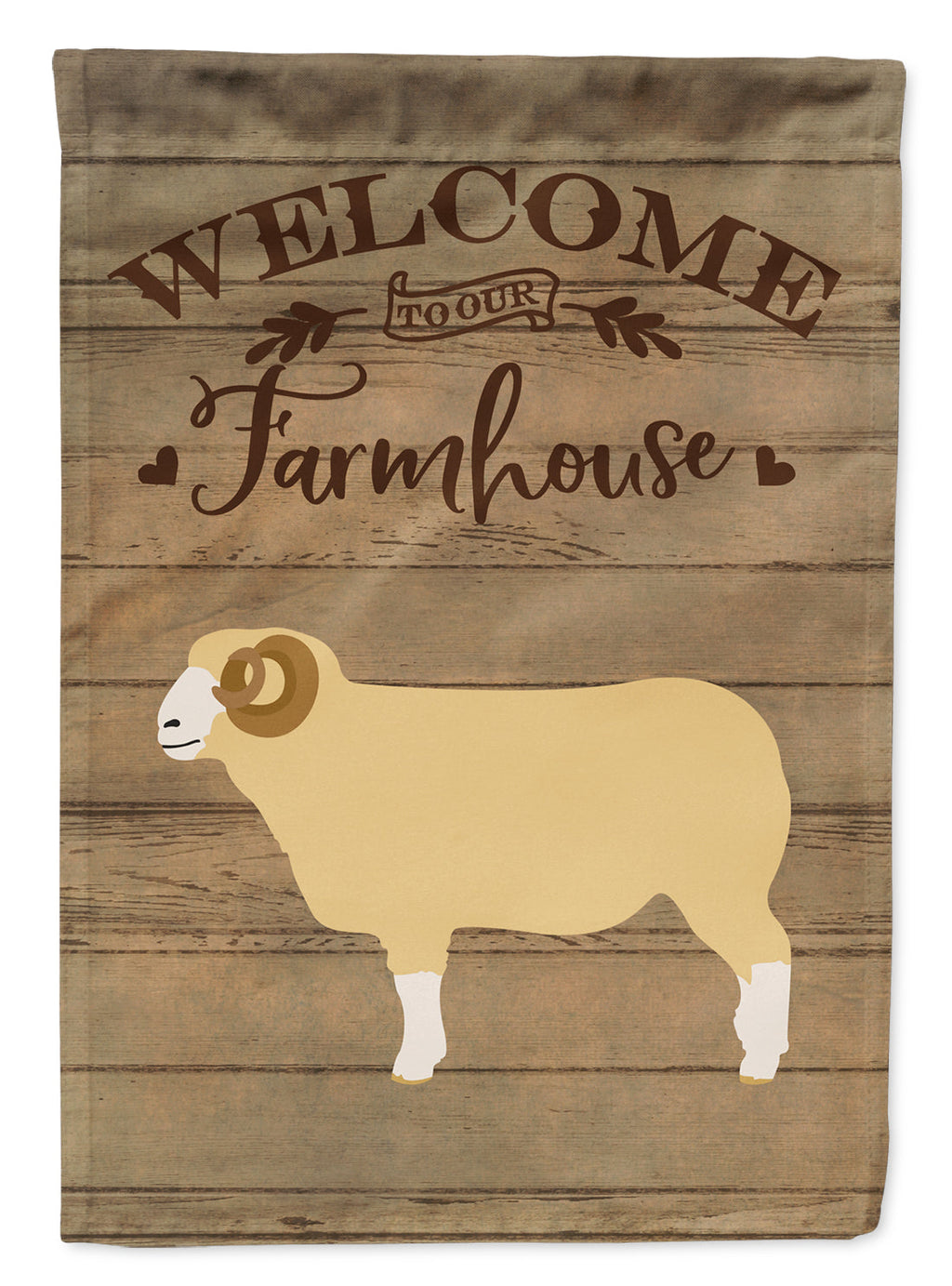Horned Dorset Sheep Welcome House Flag 28x40 Porch Sleeve Pole Decorative Outside Yard Banner Artwork Wall Hanging, Polyester