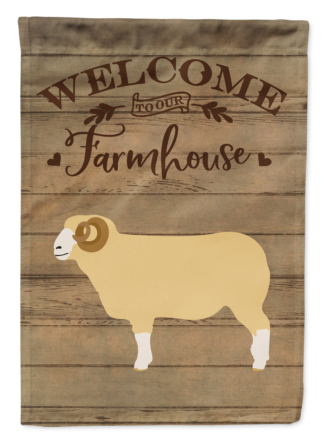 Horned Dorset Sheep Welcome House Flag 28x40 Porch Sleeve Pole Decorative Outside Yard Banner Artwork Wall Hanging, Polyester