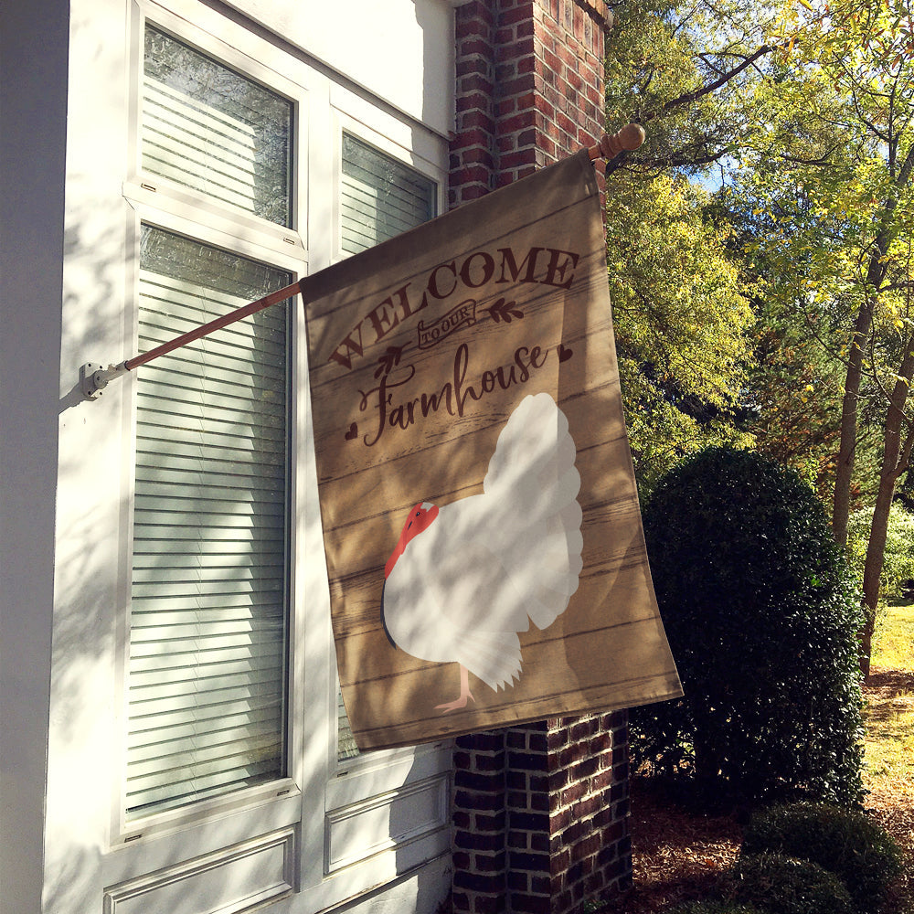 White Holland Turkey Welcome House Flag 28x40 Porch Sleeve Pole Decorative Outside Yard Banner Artwork Wall Hanging, Polyester