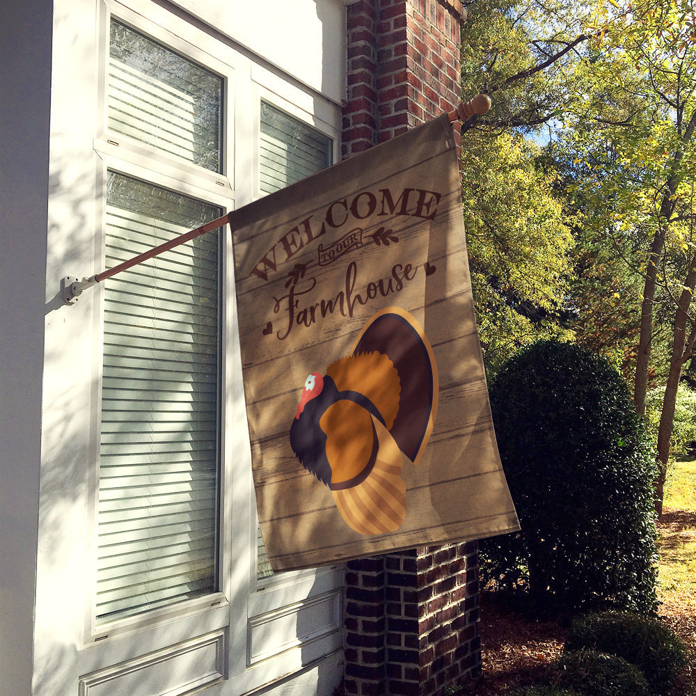 Bronze Turkey Welcome House Flag 28x40 Porch Sleeve Pole Decorative Outside Yard Banner Artwork Wall Hanging, Polyester