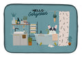 Piebald French Bulldog in Bathtub Dish Drying Mat Absorbent Dish Drying Mat Pad for Kitchen Counter Dish Drainer Mat for Countertop, 14 x 21", Multicolor