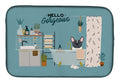 Black White French Bulldog in Bathtub Dish Drying Mat Absorbent Dish Drying Mat Pad for Kitchen Counter Dish Drainer Mat for Countertop, 14 x 21", Multicolor