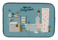 Blue Bedlington Terrier in Bathtub Dish Drying Mat Absorbent Dish Drying Mat Pad for Kitchen Counter Dish Drainer Mat for Countertop, 14 x 21", Multicolor