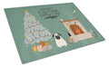 Cream Pug Christmas Everyone Cutting Board Tempered Glass Kitchen Cutting Surface, Heat Resistant Chopping, Non-Slip Feet, Food Prep & Serving