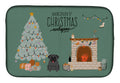 Black Pug Christmas Everyone Dish Drying Mat Absorbent Dish Drying Mat Pad for Kitchen Counter Dish Drainer Mat for Countertop, 14 x 21", Multicolor