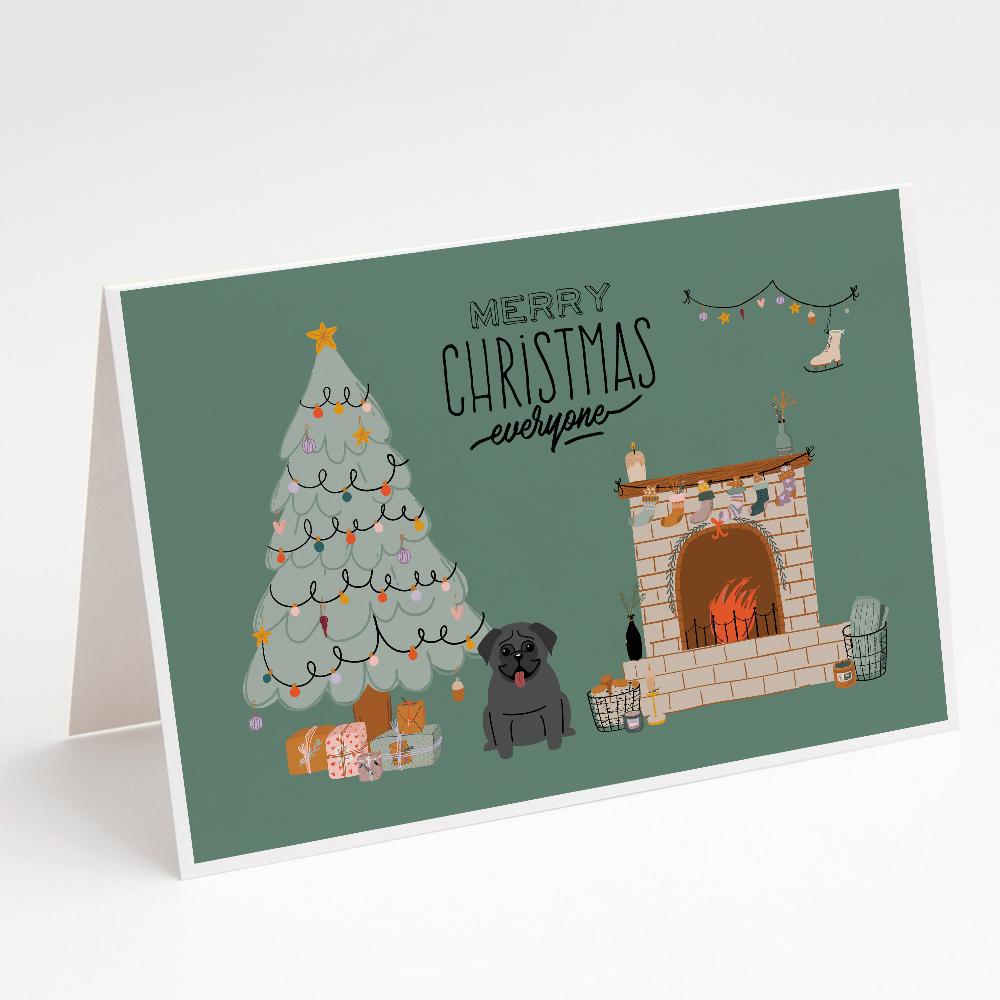 Black Pug Christmas Everyone Greeting Cards Pack of 8 Blank Cards with Envelopes Whimsical A7 Size 5x7
