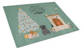 Black Pug Christmas Everyone Cutting Board Tempered Glass Kitchen Cutting Surface, Heat Resistant Chopping, Non-Slip Feet, Food Prep & Serving