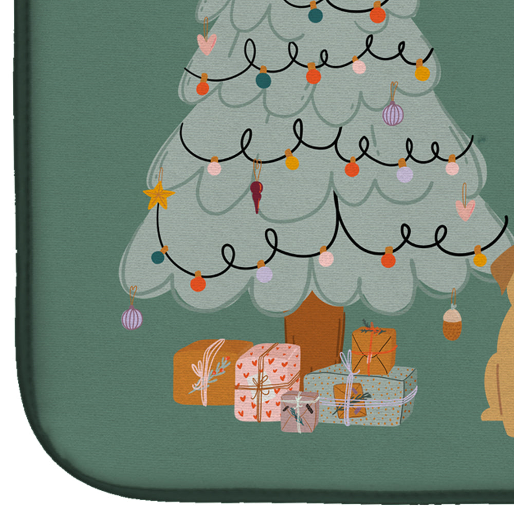 Brown Pug Christmas Everyone Dish Drying Mat Absorbent Dish Drying Mat Pad for Kitchen Counter Dish Drainer Mat for Countertop, 14 x 21", Multicolor