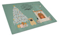 Brown Pug Christmas Everyone Cutting Board Tempered Glass Kitchen Cutting Surface, Heat Resistant Chopping, Non-Slip Feet, Food Prep & Serving