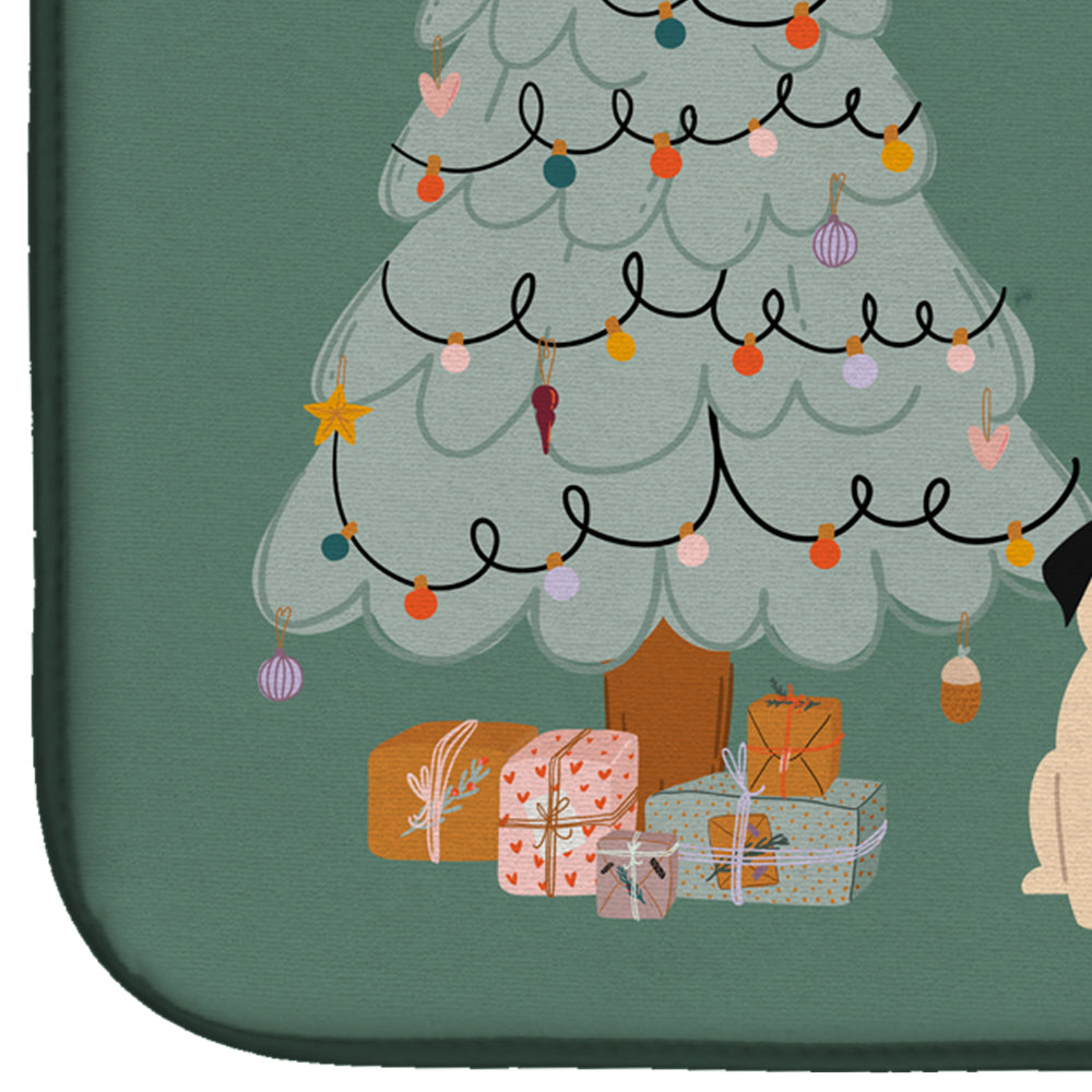 Fawn Pug Christmas Everyone Dish Drying Mat Absorbent Dish Drying Mat Pad for Kitchen Counter Dish Drainer Mat for Countertop, 14 x 21", Multicolor