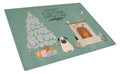 Fawn Pug Christmas Everyone Cutting Board Tempered Glass Kitchen Cutting Surface, Heat Resistant Chopping, Non-Slip Feet, Food Prep & Serving