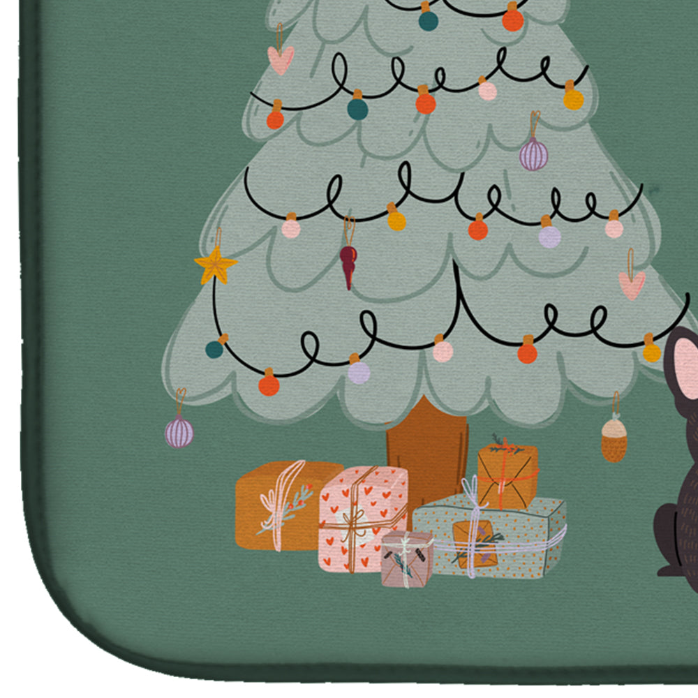 Brindle French Bulldog Christmas Everyone  Dish Drying Mat Absorbent Dish Drying Mat Pad for Kitchen Counter Dish Drainer Mat for Countertop, 14 x 21", Multicolor