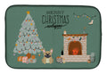 Cream French Bulldog Christmas Everyone Dish Drying Mat Absorbent Dish Drying Mat Pad for Kitchen Counter Dish Drainer Mat for Countertop, 14 x 21", Multicolor