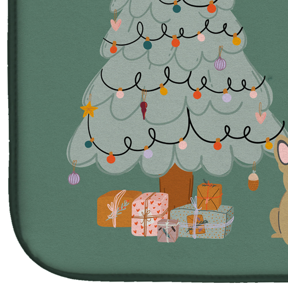 Cream French Bulldog Christmas Everyone Dish Drying Mat Absorbent Dish Drying Mat Pad for Kitchen Counter Dish Drainer Mat for Countertop, 14 x 21", Multicolor
