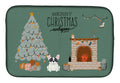 Piebald French Bulldog Christmas Everyone Dish Drying Mat Absorbent Dish Drying Mat Pad for Kitchen Counter Dish Drainer Mat for Countertop, 14 x 21", Multicolor