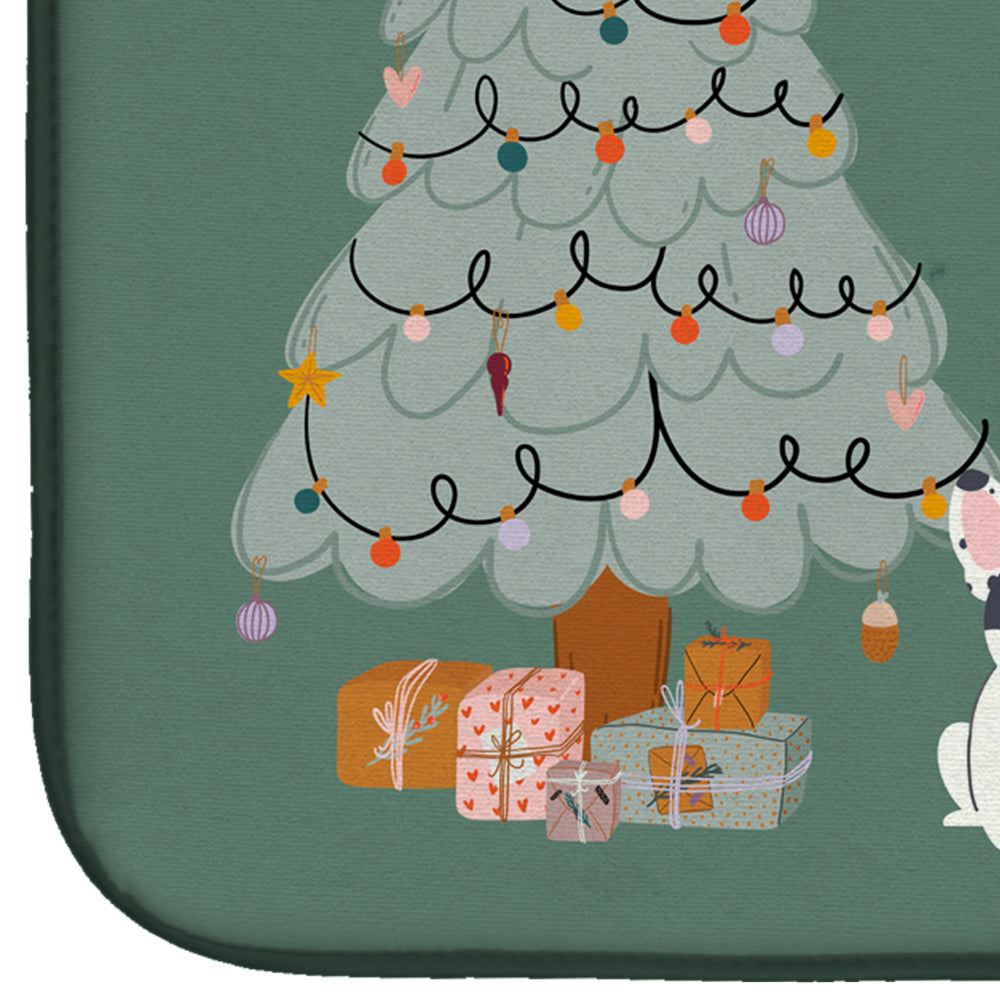 Piebald French Bulldog Christmas Everyone Dish Drying Mat Absorbent Dish Drying Mat Pad for Kitchen Counter Dish Drainer Mat for Countertop, 14 x 21", Multicolor