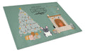 Black White French Bulldog Christmas Everyone Cutting Board Tempered Glass Kitchen Cutting Surface, Heat Resistant Chopping, Non-Slip Feet, Food Prep & Serving