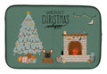 Brown French Bulldog Christmas Everyone Dish Drying Mat Absorbent Dish Drying Mat Pad for Kitchen Counter Dish Drainer Mat for Countertop, 14 x 21", Multicolor