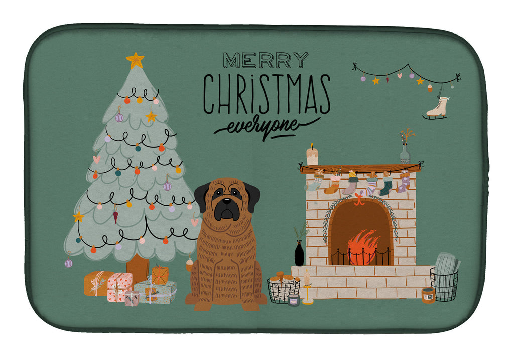 Brindle Mastiff Christmas Everyone Dish Drying Mat Absorbent Dish Drying Mat Pad for Kitchen Counter Dish Drainer Mat for Countertop, 14 x 21", Multicolor