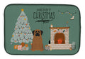 Brindle Mastiff Christmas Everyone Dish Drying Mat Absorbent Dish Drying Mat Pad for Kitchen Counter Dish Drainer Mat for Countertop, 14 x 21", Multicolor