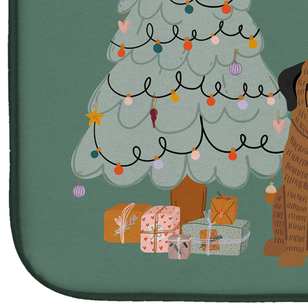 Brindle Mastiff Christmas Everyone Dish Drying Mat Absorbent Dish Drying Mat Pad for Kitchen Counter Dish Drainer Mat for Countertop, 14 x 21", Multicolor