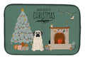 White Mastiff Christmas Everyone Dish Drying Mat Absorbent Dish Drying Mat Pad for Kitchen Counter Dish Drainer Mat for Countertop, 14 x 21", Multicolor