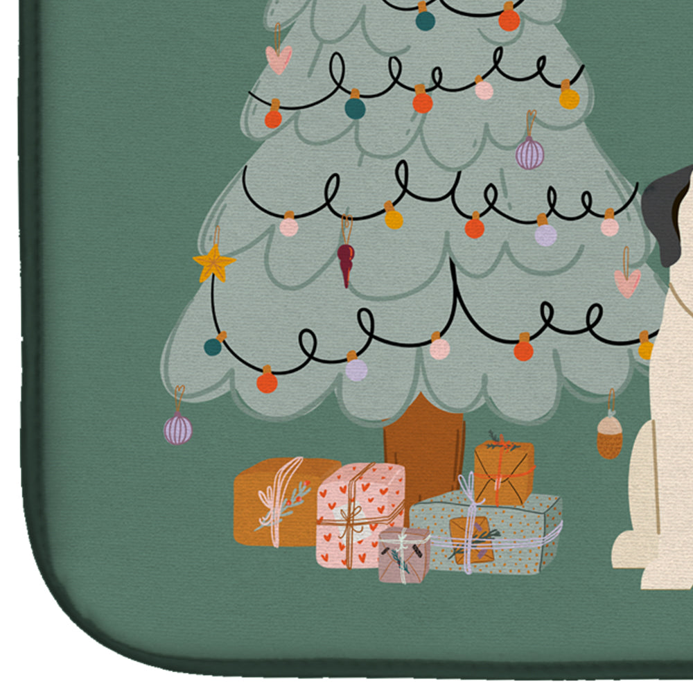 White Mastiff Christmas Everyone Dish Drying Mat Absorbent Dish Drying Mat Pad for Kitchen Counter Dish Drainer Mat for Countertop, 14 x 21", Multicolor