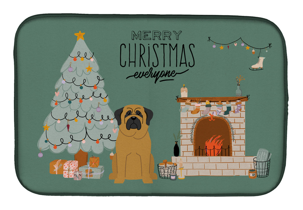 Mastiff Christmas Everyone Dish Drying Mat Absorbent Dish Drying Mat Pad for Kitchen Counter Dish Drainer Mat for Countertop, 14 x 21", Multicolor