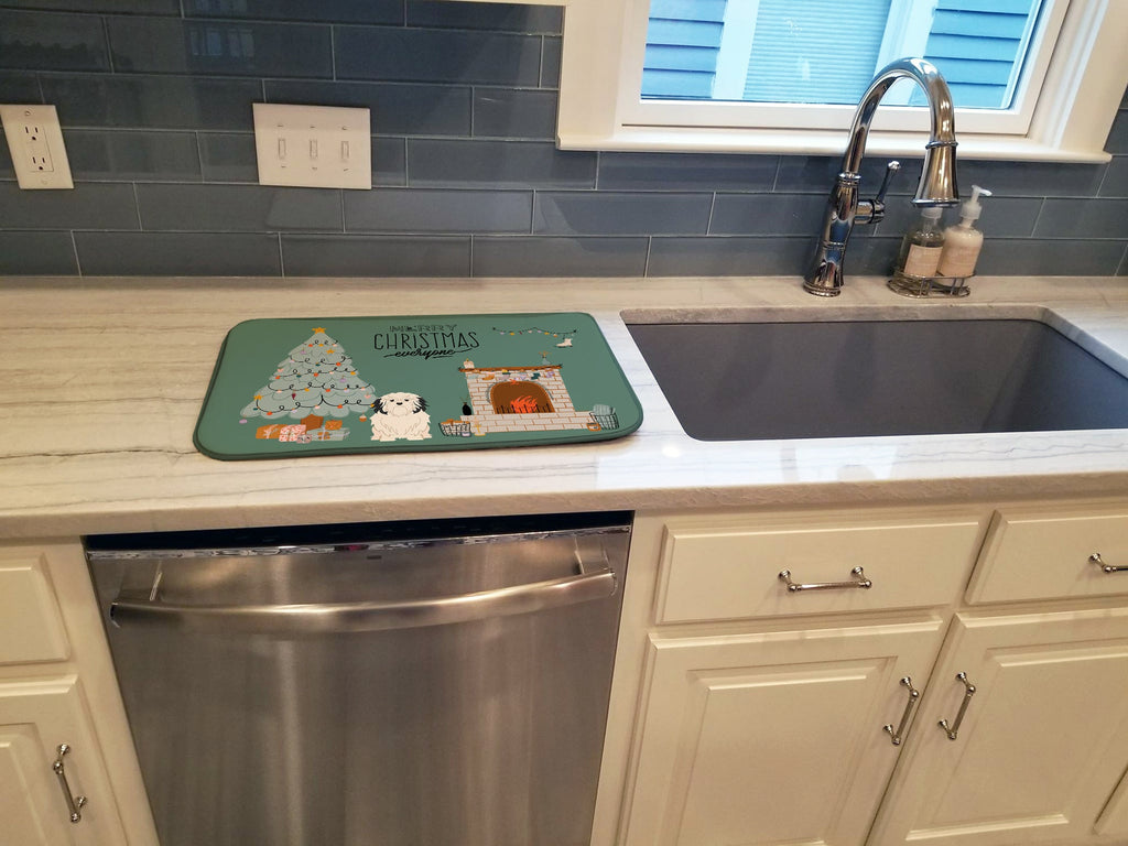 Lowchen Christmas Everyone Dish Drying Mat Absorbent Dish Drying Mat Pad for Kitchen Counter Dish Drainer Mat for Countertop, 14 x 21", Multicolor