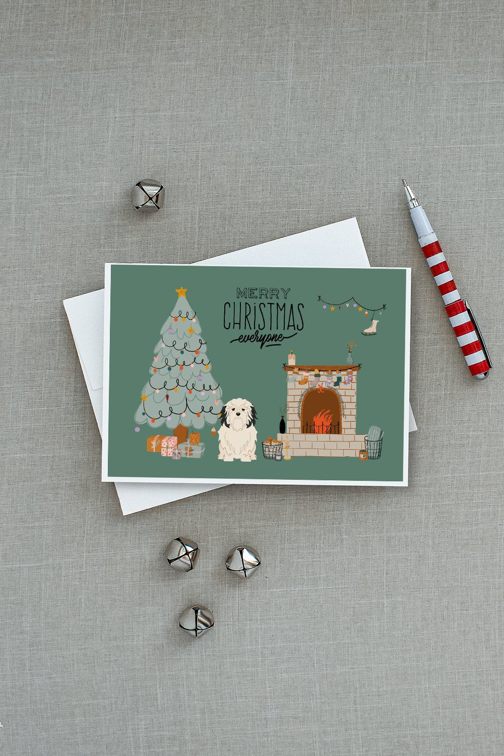 Lowchen Christmas Everyone Greeting Cards Pack of 8 Blank Cards with Envelopes Whimsical A7 Size 5x7