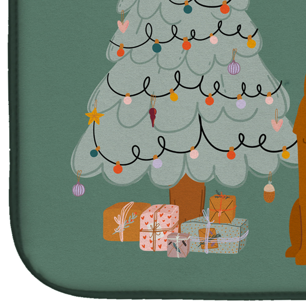 Karelian Bear Dog Christmas Everyone Dish Drying Mat Absorbent Dish Drying Mat Pad for Kitchen Counter Dish Drainer Mat for Countertop, 14 x 21", Multicolor