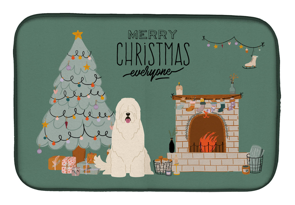 South Russian Sheepdog Christmas Everyone Dish Drying Mat Absorbent Dish Drying Mat Pad for Kitchen Counter Dish Drainer Mat for Countertop, 14 x 21", Multicolor