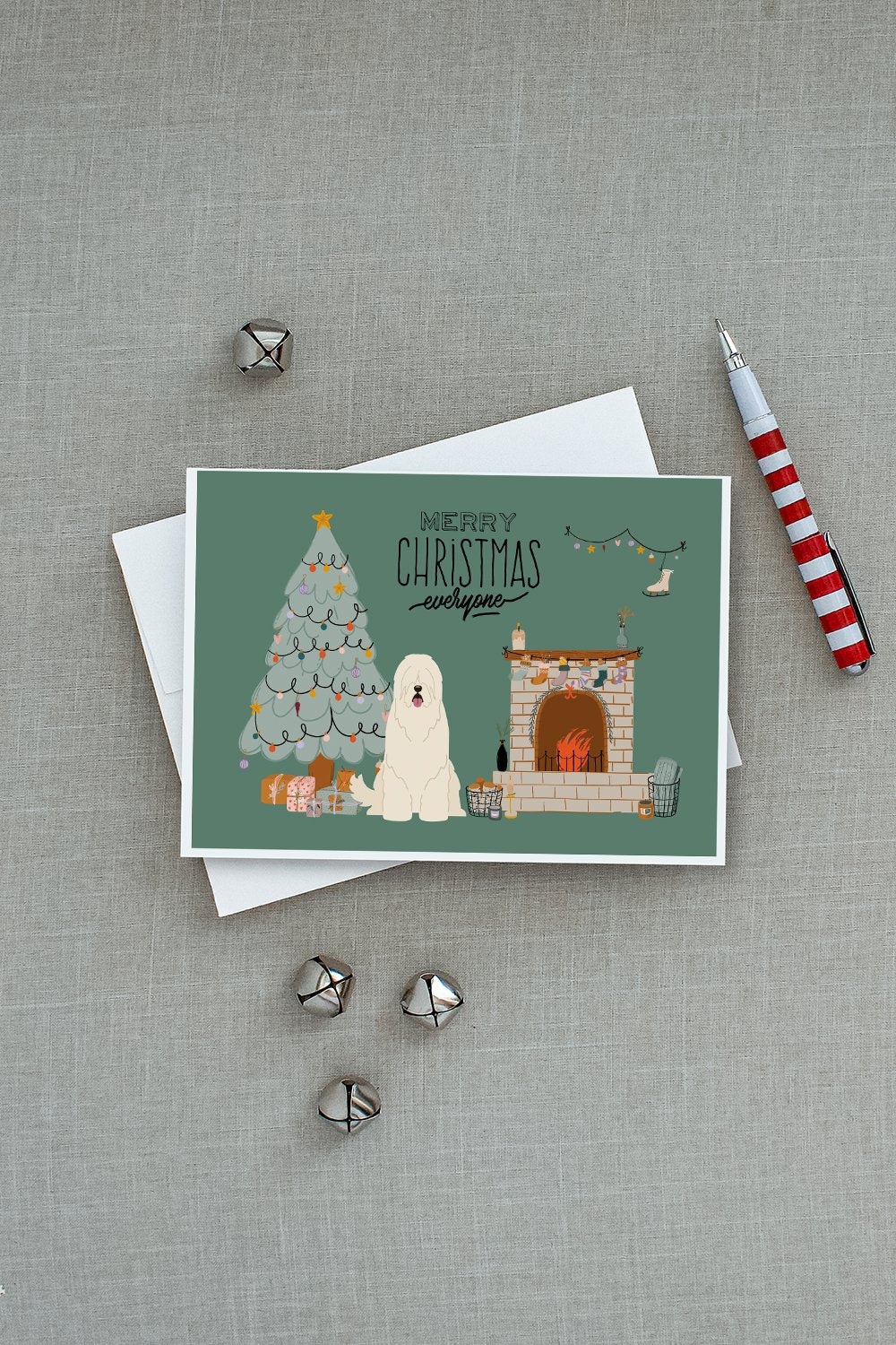 South Russian Sheepdog Christmas Everyone Greeting Cards Pack of 8 Blank Cards with Envelopes Whimsical A7 Size 5x7