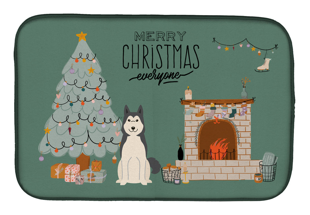 West Siberian Laika Spitz Christmas Everyone Dish Drying Mat Absorbent Dish Drying Mat Pad for Kitchen Counter Dish Drainer Mat for Countertop, 14 x 21", Multicolor