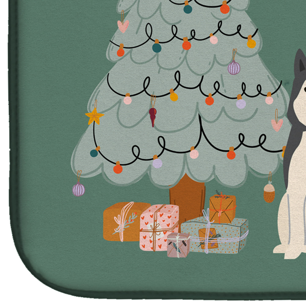 West Siberian Laika Spitz Christmas Everyone Dish Drying Mat Absorbent Dish Drying Mat Pad for Kitchen Counter Dish Drainer Mat for Countertop, 14 x 21", Multicolor