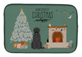 Black Russian Terrier Christmas Everyone Dish Drying Mat Absorbent Dish Drying Mat Pad for Kitchen Counter Dish Drainer Mat for Countertop, 14 x 21", Multicolor