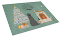Black Russian Terrier Christmas Everyone Cutting Board Tempered Glass Kitchen Cutting Surface, Heat Resistant Chopping, Non-Slip Feet, Food Prep & Serving