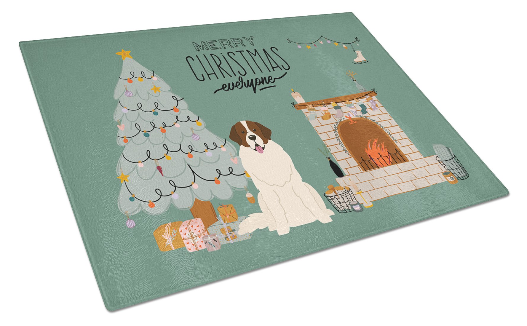 Moscow Watchdog Christmas Everyone Cutting Board Tempered Glass Kitchen Cutting Surface, Heat Resistant Chopping, Non-Slip Feet, Food Prep & Serving
