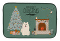 Samoyed Christmas Everyone Dish Drying Mat Absorbent Dish Drying Mat Pad for Kitchen Counter Dish Drainer Mat for Countertop, 14 x 21", Multicolor