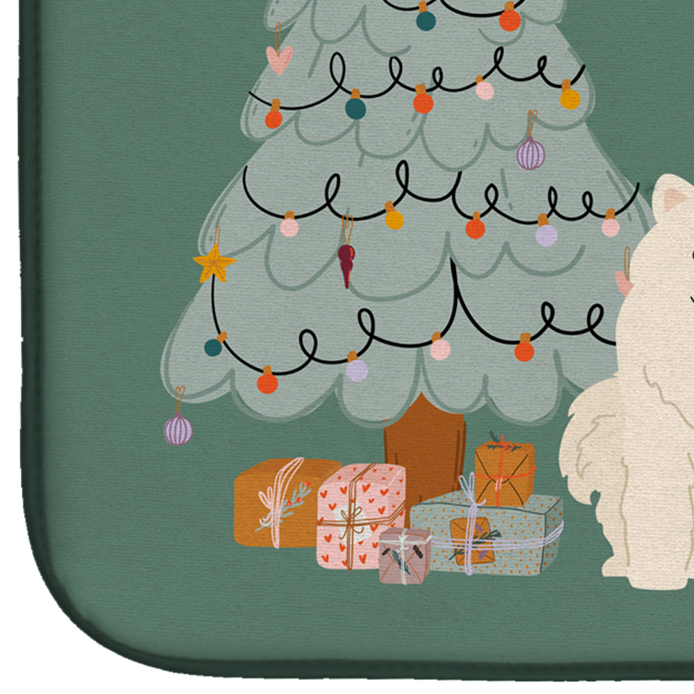 Samoyed Christmas Everyone Dish Drying Mat Absorbent Dish Drying Mat Pad for Kitchen Counter Dish Drainer Mat for Countertop, 14 x 21", Multicolor