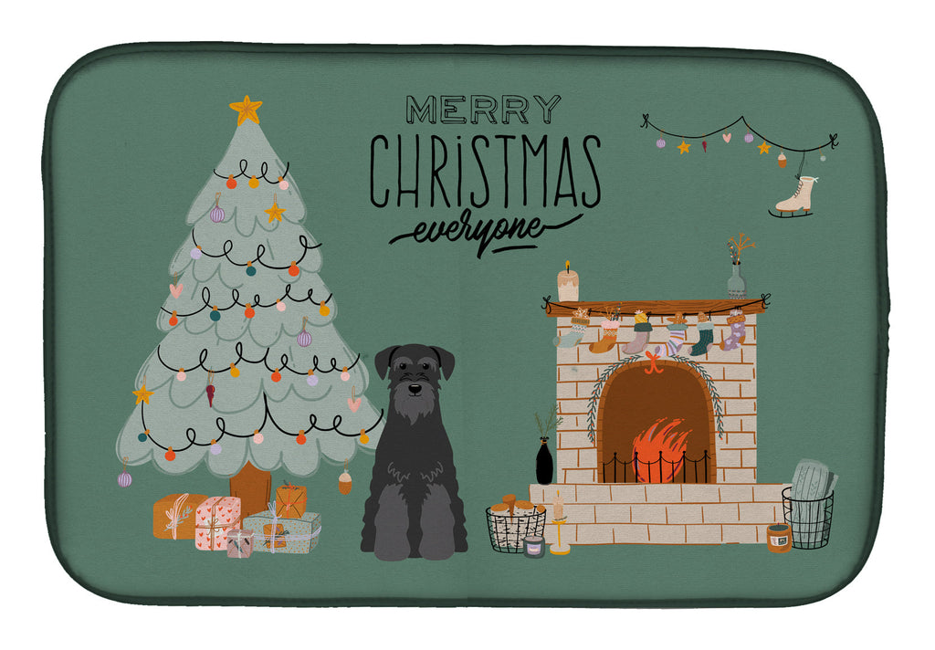Black Standard Schnauzer Christmas Everyone Dish Drying Mat Absorbent Dish Drying Mat Pad for Kitchen Counter Dish Drainer Mat for Countertop, 14 x 21", Multicolor