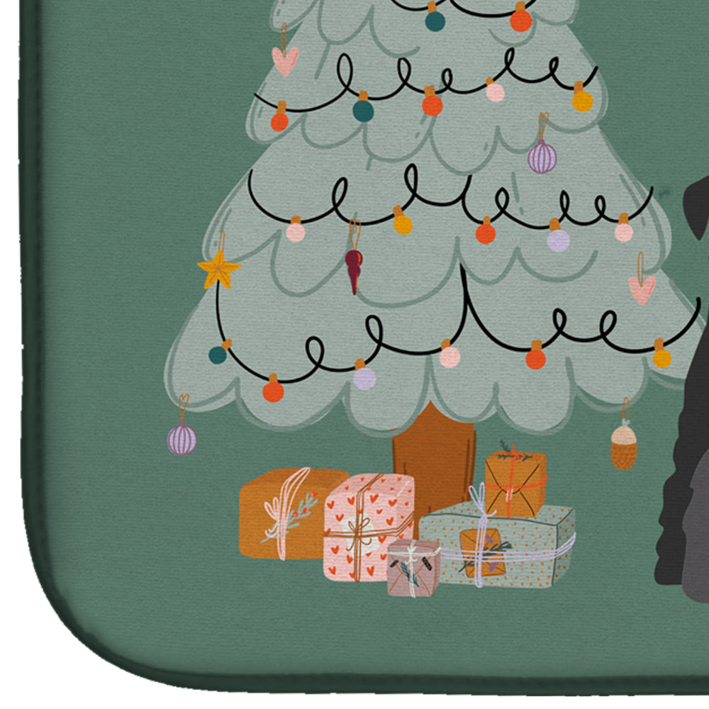 Black Standard Schnauzer Christmas Everyone Dish Drying Mat Absorbent Dish Drying Mat Pad for Kitchen Counter Dish Drainer Mat for Countertop, 14 x 21", Multicolor