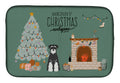 Salt and Pepper Standard Schnauzer Christmas Everyone Dish Drying Mat Absorbent Dish Drying Mat Pad for Kitchen Counter Dish Drainer Mat for Countertop, 14 x 21", Multicolor